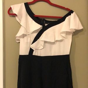 SHEIN asymmetric shoulder jumpsuit with ruffles